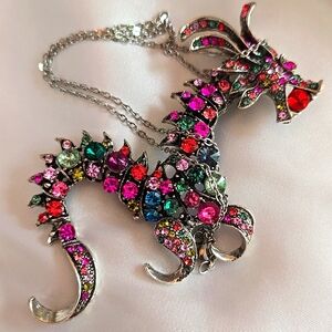 🧝‍♀️ New Jewel-Encrusted Medieval Dragon Necklace Brooch Pin 🧝‍♀️